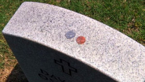 coins on headstone